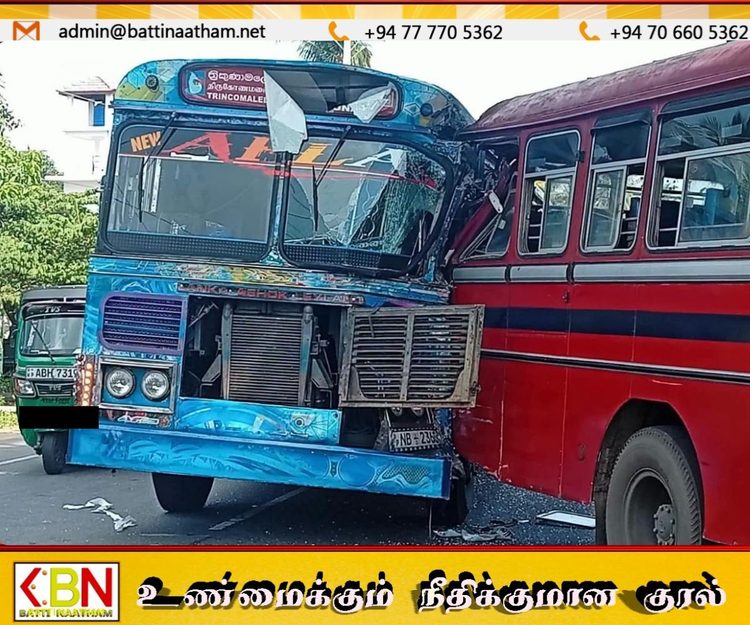 மட்டக்களப்பில் இரு பேருந்துகள் நேருக்கு நேர் மோதி விபத்து!