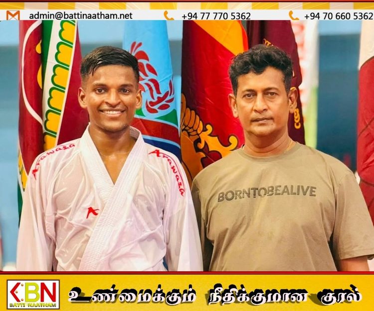 தேசிய கராத்தே போட்டியில் தங்கம் வென்று மட்டக்களப்பு வீரர் துஷ்யந்தன் சாதனை!
