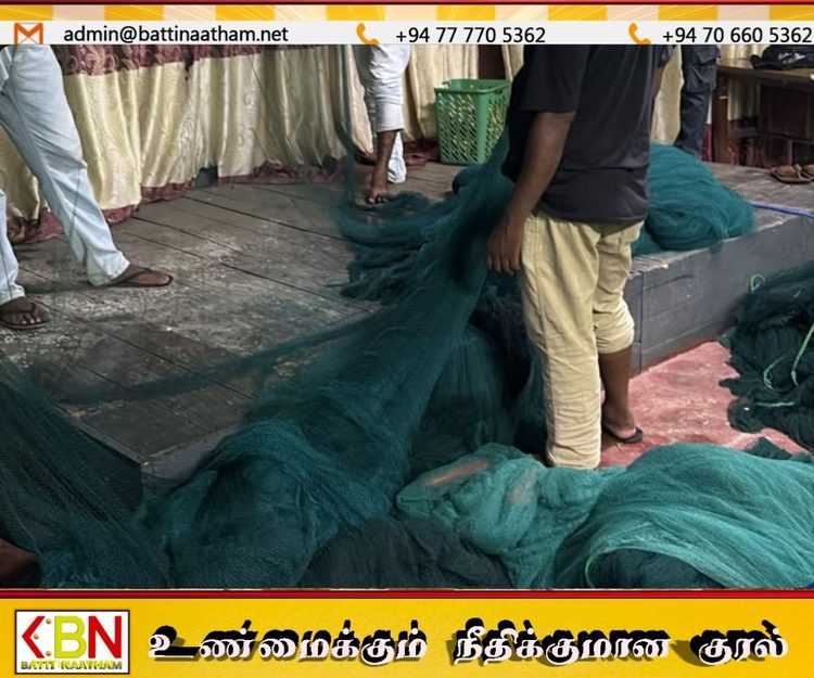 மட்டக்களப்பு செட்டிபாளையத்தில் ரூ.60 இலட்சம் பெறுமதியான சட்டவிரோத சுருக்கு வலைகள் மீட்பு; மீனவர் கைது!
