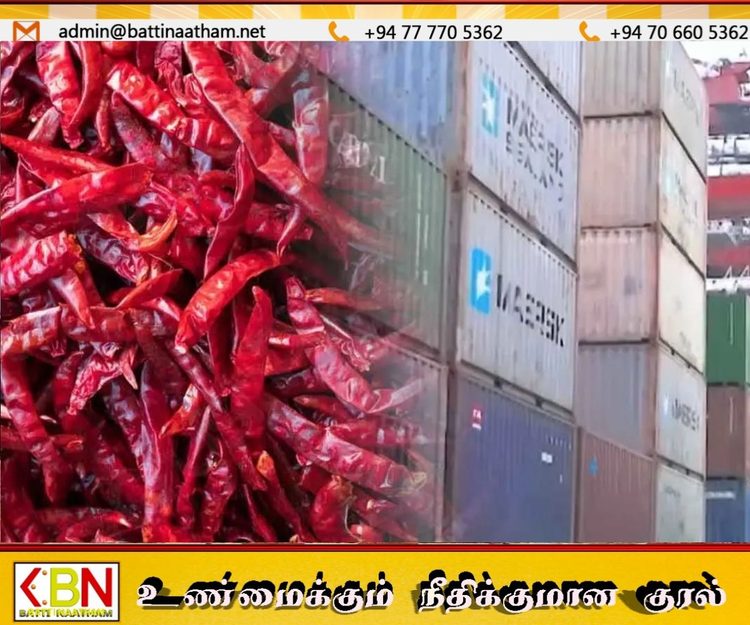 இறக்குமதி செய்யப்பட்ட 64 கொள்கலன் காய்ந்த மிளகாய் சுங்கத்தில் தேக்கம்!