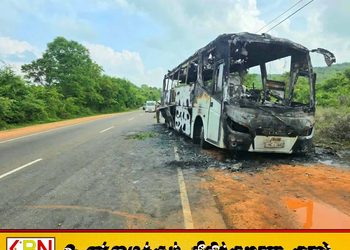திருகோணமலையிலிருந்து புறப்பட தனியார் சொகுசு பேருந்து தீக்கிரை