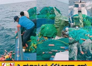 வாழைச்சேனை எல்லை கடற்பரப்பில் மறைத்து வைக்கப்பட்டிருந்த 03 தொகுதி சுருக்கு வலைகள் கடற்படையினரால் மீட்பு